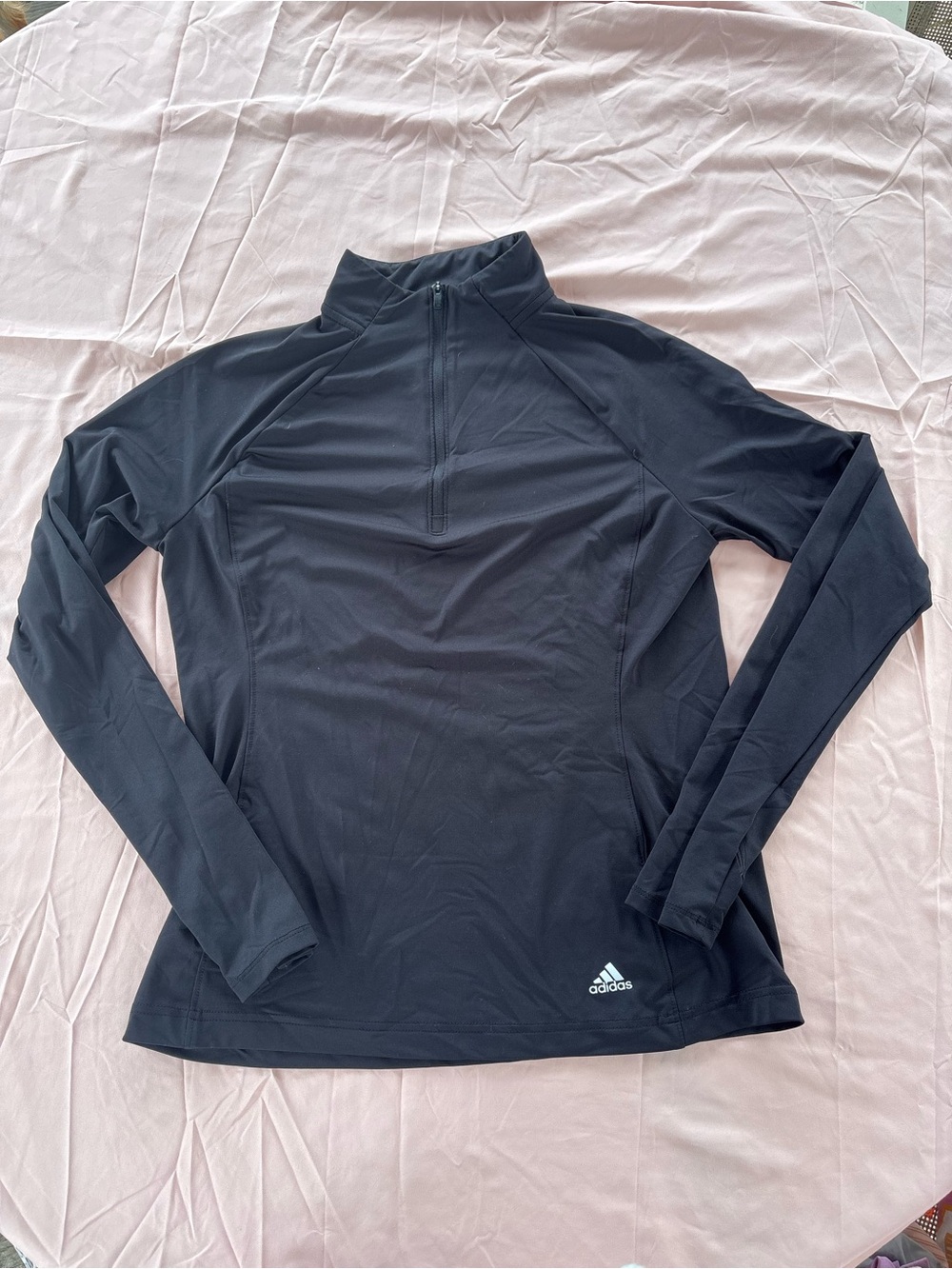 Adidas Women's Black Long Sleeve Quarter-Zip Active Top